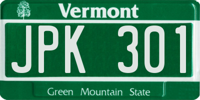 VT license plate JPK301