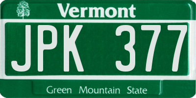 VT license plate JPK377