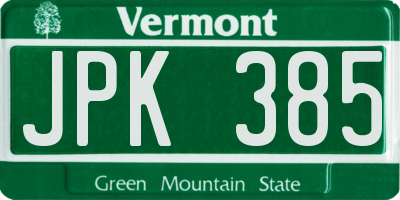 VT license plate JPK385