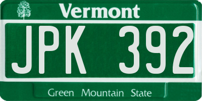 VT license plate JPK392