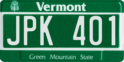 VT license plate JPK401