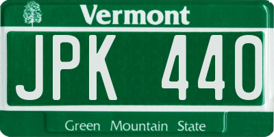 VT license plate JPK440
