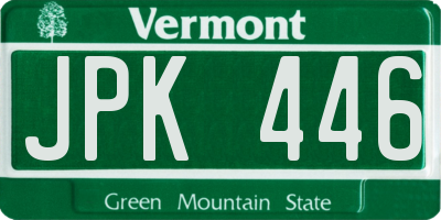 VT license plate JPK446
