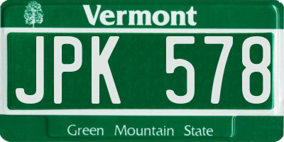 VT license plate JPK578