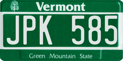 VT license plate JPK585