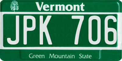 VT license plate JPK706