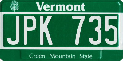 VT license plate JPK735