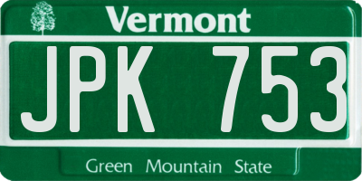 VT license plate JPK753