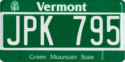 VT license plate JPK795