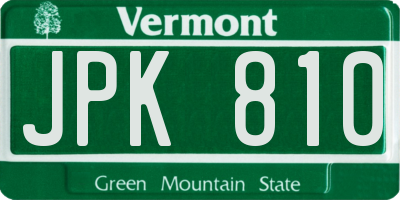 VT license plate JPK810