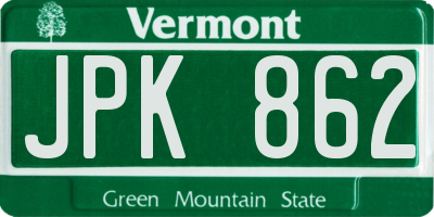 VT license plate JPK862