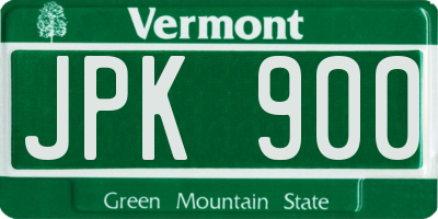 VT license plate JPK900