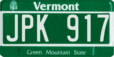 VT license plate JPK917