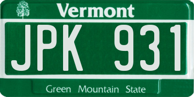 VT license plate JPK931