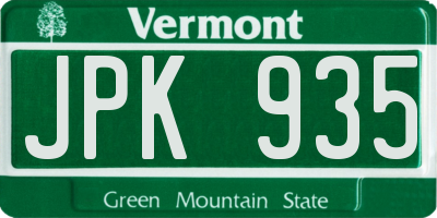 VT license plate JPK935