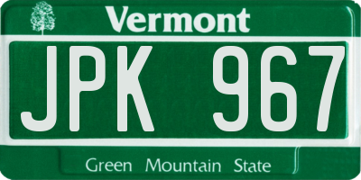 VT license plate JPK967