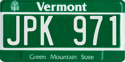 VT license plate JPK971