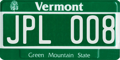 VT license plate JPL008