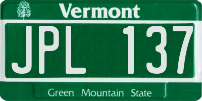 VT license plate JPL137