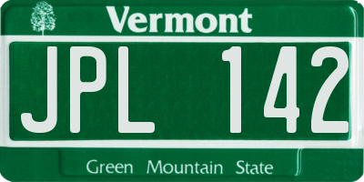 VT license plate JPL142