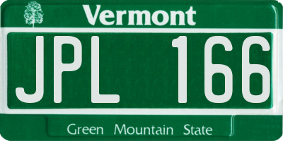 VT license plate JPL166