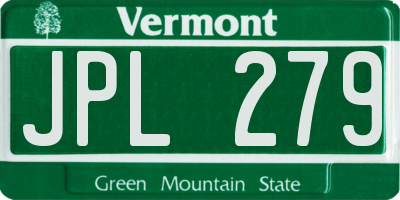 VT license plate JPL279