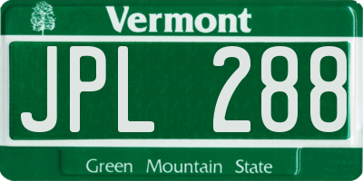 VT license plate JPL288