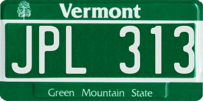 VT license plate JPL313