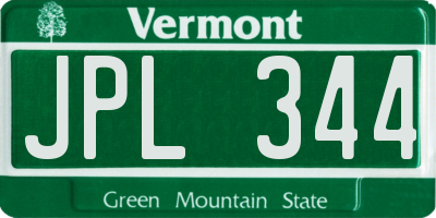 VT license plate JPL344