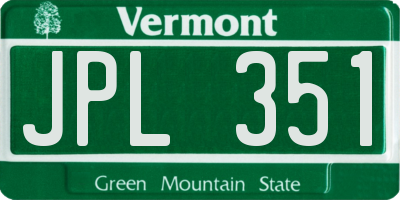 VT license plate JPL351
