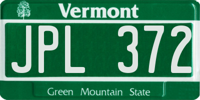 VT license plate JPL372