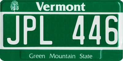 VT license plate JPL446