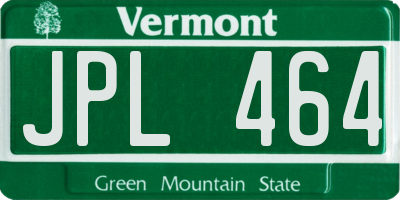 VT license plate JPL464