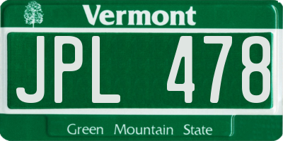 VT license plate JPL478
