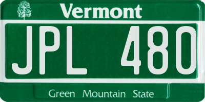 VT license plate JPL480