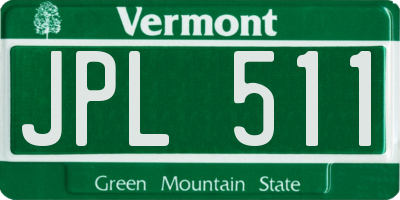 VT license plate JPL511