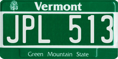 VT license plate JPL513