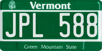 VT license plate JPL588