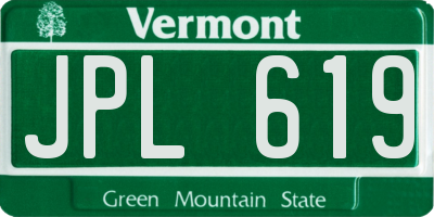 VT license plate JPL619