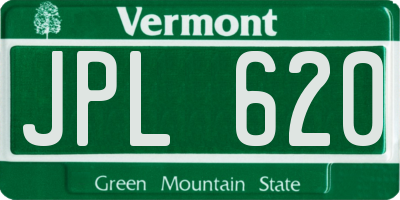VT license plate JPL620