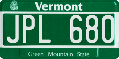 VT license plate JPL680