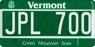 VT license plate JPL700