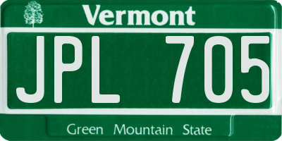 VT license plate JPL705