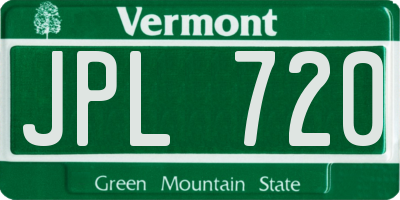 VT license plate JPL720