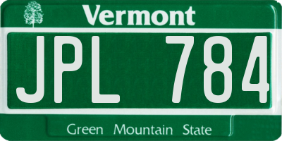 VT license plate JPL784