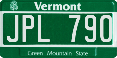 VT license plate JPL790