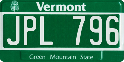 VT license plate JPL796