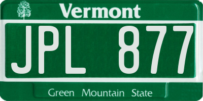 VT license plate JPL877
