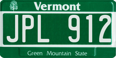 VT license plate JPL912
