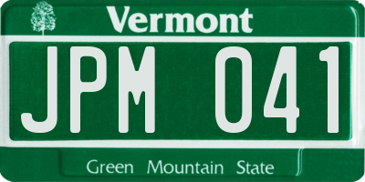 VT license plate JPM041